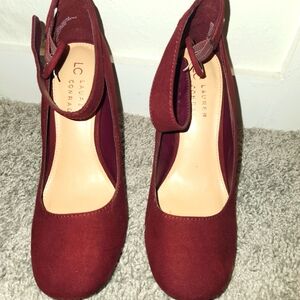 Lauren Conrad chunky hill with ankle strap